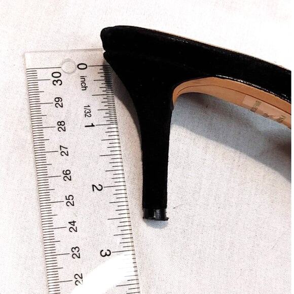 AD & Daughters Velvet Bow Calfskin Houndstooth Kitten Heel Mules Black White US7 - Picture 3 of 7